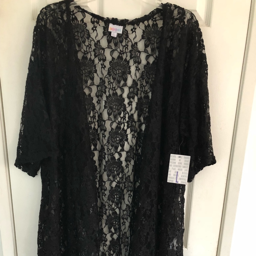 LuLaRoe Black Floral Lace Kimono